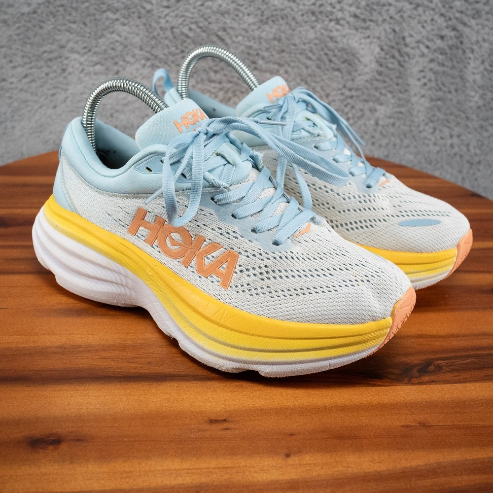 Hoka Bondi 8 Women's 6.5B Running Shoes Summer Song Blue Yellow